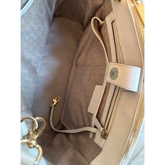 Michael Kors Sutton Large Two-Tone Leather Tote Bag Gold Accents Crossbody Strap - Picture 3 of 8